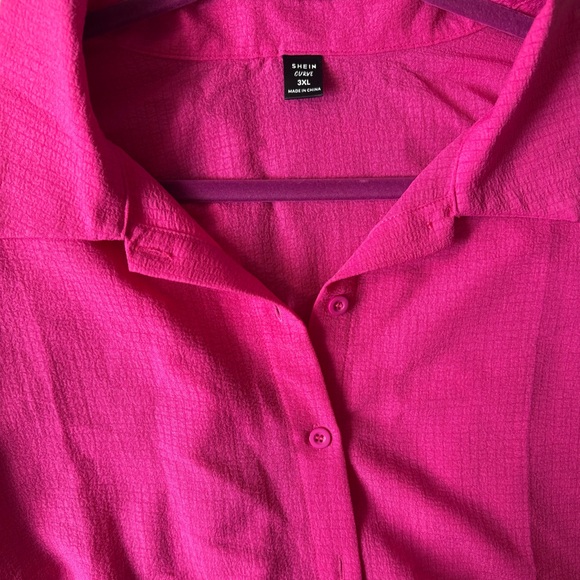 Shein Curve Oversized textured long sleeve button down blouse Sz 3x - Picture 6 of 7